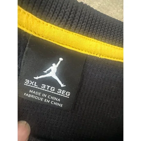 Jordan  Mens 3XL Michigan Crewneck Sweatshirt Navy Blue & Yellow Ribbed - Picture 2 of 10